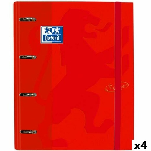Carpeta de anillas Oxford Touch Europeanbinder Carmín A4+ (4 Unidades)
