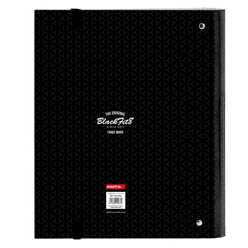 Carpeta de anillas BlackFit8 Old school Negro Gris 27 x 32 x 3.5 cm