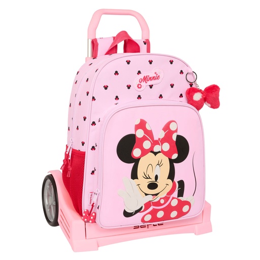 School Rucksack with Wheels Minnie Mouse Naive Pink 33 x 42 x 14 cm