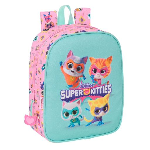 School Bag SuperKitties Pink Turquoise 22 x 27 x 10 cm