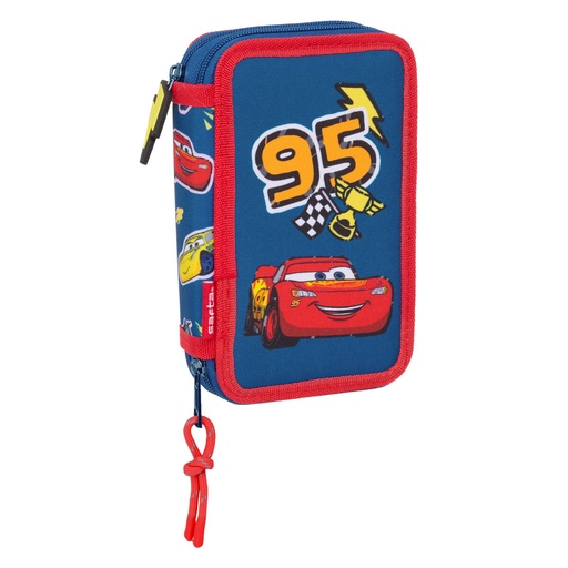Double Pencil Case Cars Racing Navy Blue 12.5 x 19.5 x 4 cm Double Pencil Case 29 Pieces