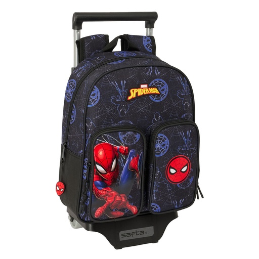 School Rucksack with Wheels Spider-Man Attack Black 27 x 33 x 10 cm
