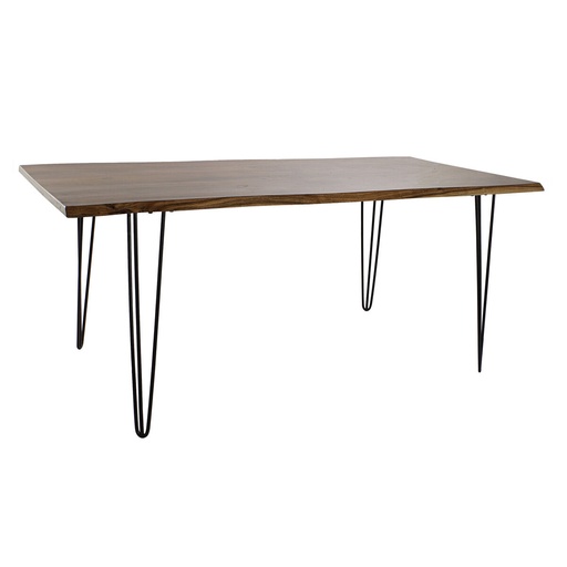 Dining Table DKD Home Decor 180 x 87 x 76 cm Black Metal Brown Acacia