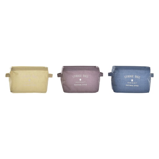 Cesta DKD Home Decor Amarillo Azul Granate Lienzo Moderno 20 x 16 x 15 cm (3 Unidades)