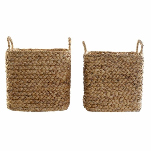 Juego de Cestas DKD Home Decor Marrón Natural Junco (2 Piezas)
