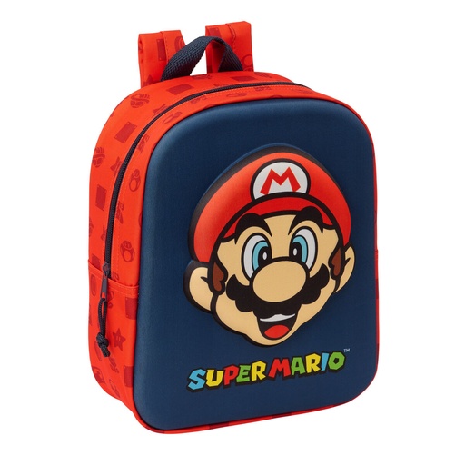 Mochila Escolar Super Mario Rojo Azul marino 22 x 27 x 10 cm