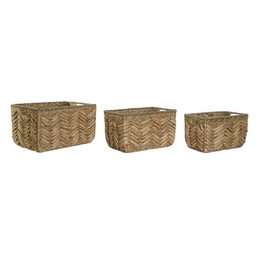 Juego de Cestas Home ESPRIT Natural Hierba marina Fibra natural Boho 44,5 x 32,5 x 27,5 cm 3 Piezas