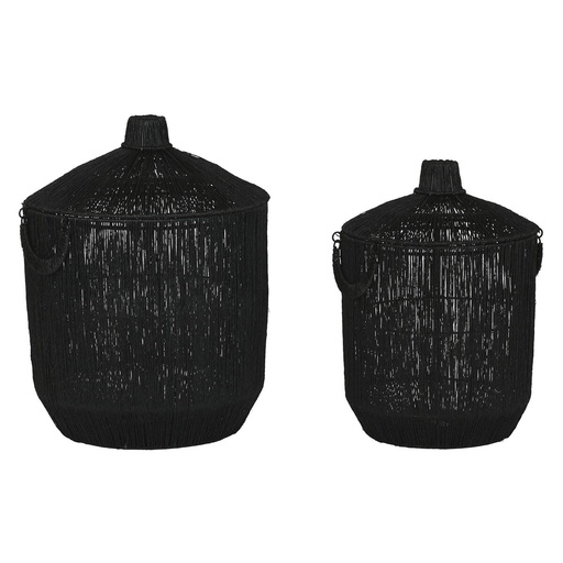 Juego de Cestas Home ESPRIT Negro Yute Metal (2 Piezas)