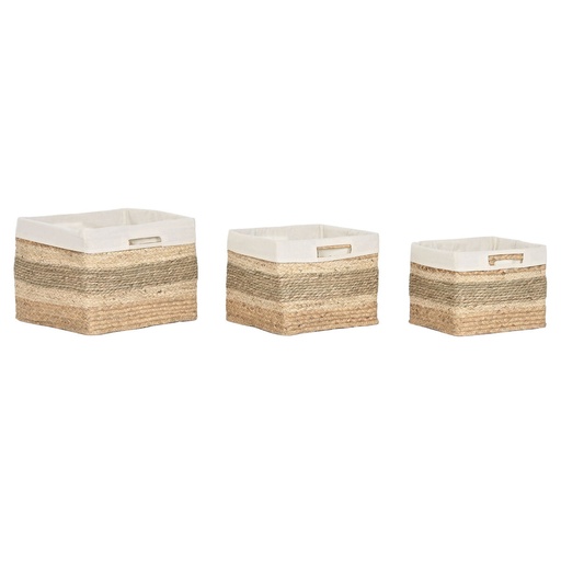 Juego de Cestas Home ESPRIT Natural Hierba marina Tropical 40 x 33 x 28 cm 3 Piezas
