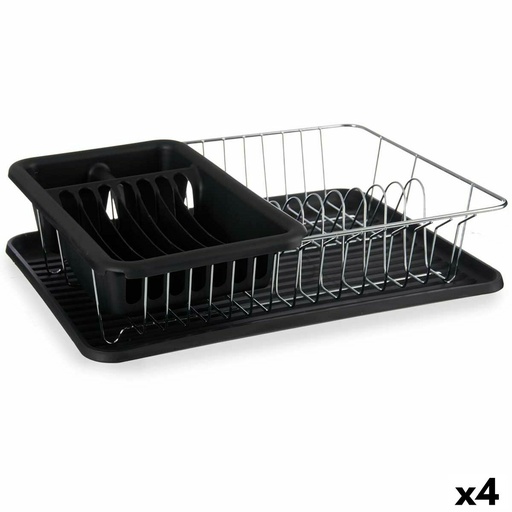 Escurridor para Fregadero Negro Metal Plástico 43,5 x 11 x 33,5 cm (4 Unidades)