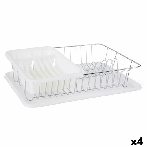 Escurridor para Fregadero Blanco Metal Plástico 43,5 x 11 x 33,5 cm (4 Unidades)