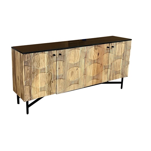 Aparador Home ESPRIT Negro Natural Mármol Acacia 175 x 40 x 76 cm
