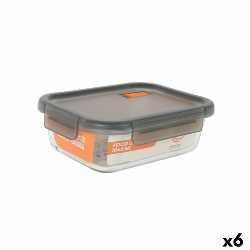 Hermetic Lunch Box MasterChef Grey Transparent Rectangular 1,04 L (6 Units)