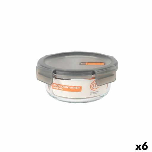 Hermetic Lunch Box MasterChef Grey Transparent Circular 640 ml (6 Units)