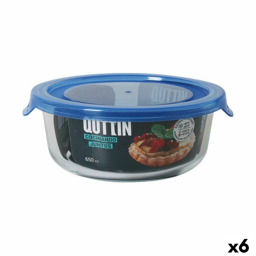 Hermetic Lunch Box Quttin Blue Transparent 650 ml (6 Units)