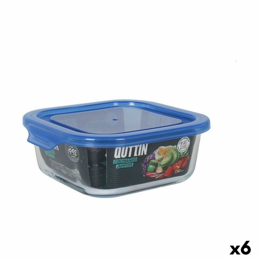 Hermetic Lunch Box Quttin Blue Transparent 750 ml (6 Units)