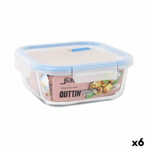 Hermetic Lunch Box Quttin Boho Transparent 1,1 L (6 Units)