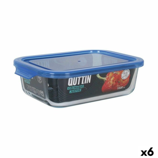 Hermetic Lunch Box Quttin Blue Transparent Rectangular 1 L (6 Units)