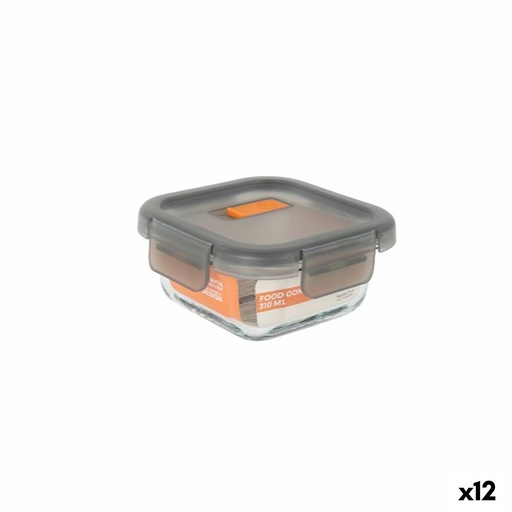 Fiambrera Hermética MasterChef Gris Transparente Cuadrado 310 ml (12 Unidades)