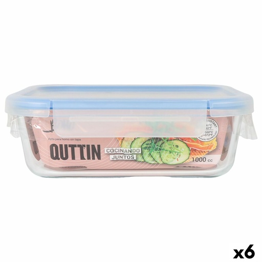 Fiambrera Hermética Quttin Boho Transparente Rectangular 1 L (6 Unidades)