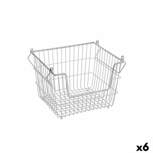 Cesta Multiusos Confortime Gris Metal 32 x 27 x 23 cm (6 Unidades)