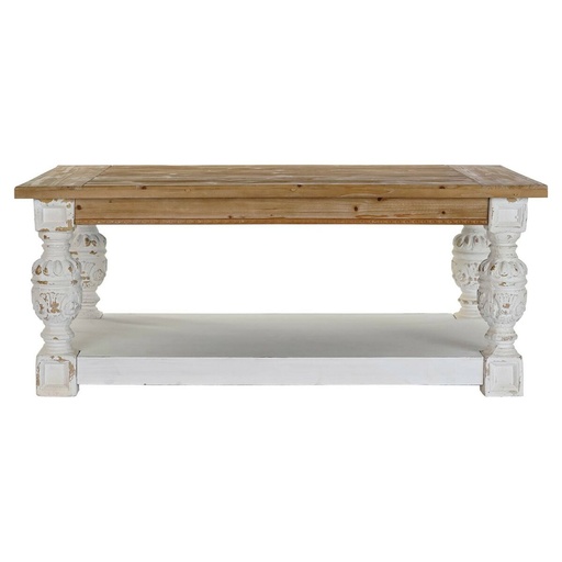 Mesa auxiliar DKD Home Decor Abeto Aluminio Blanco Marrón claro 120 x 70 x 50 cm Madera MDF