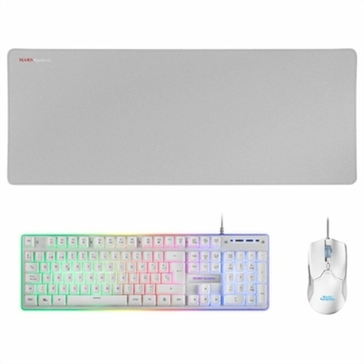 Teclado y Ratón Mars Gaming MCPXWES Blanco Qwerty Español QWERTY LED RGB