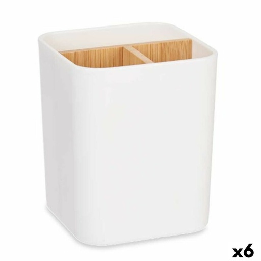 Portacepillos de Dientes Berilo B9041-WHITE Blanco Bambú Polipropileno 9 x 11 x 9 cm (6 Unidades)