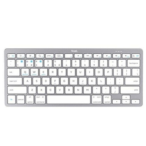 Teclado Trust Blanco Plateado Qwerty Español