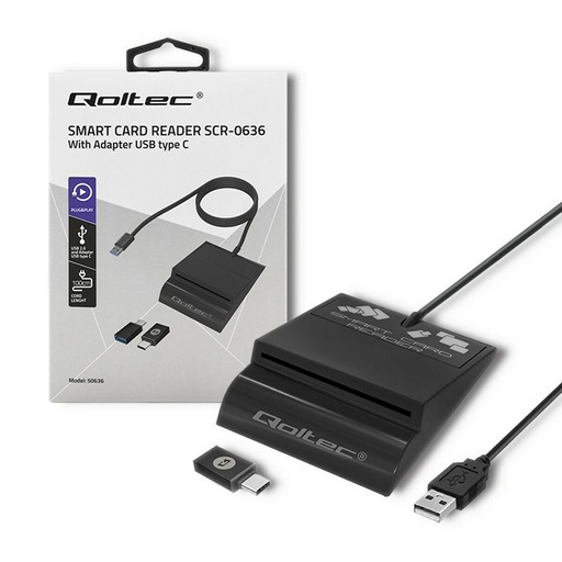 Lector de Tarjetas Qoltec 50636 Negro