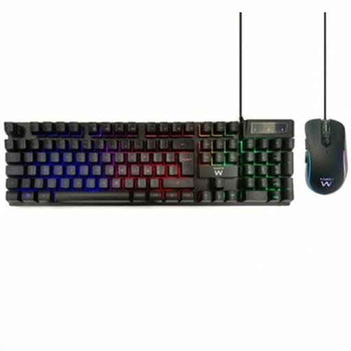 Teclado y Ratón Ewent PL3201 Negro Qwerty Español QWERTY