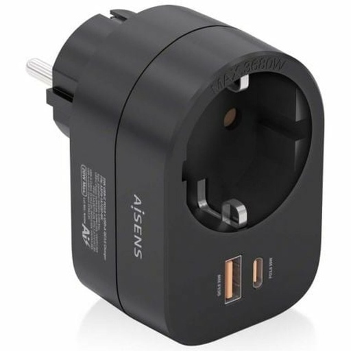 Ladrón de enchufe Aisens ASPS-1A1C07-BK 3680 W 100-250 V 16 A