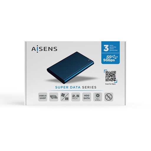 Caja Externa Aisens ASE-2525PB Azul Azul marino 2,5"