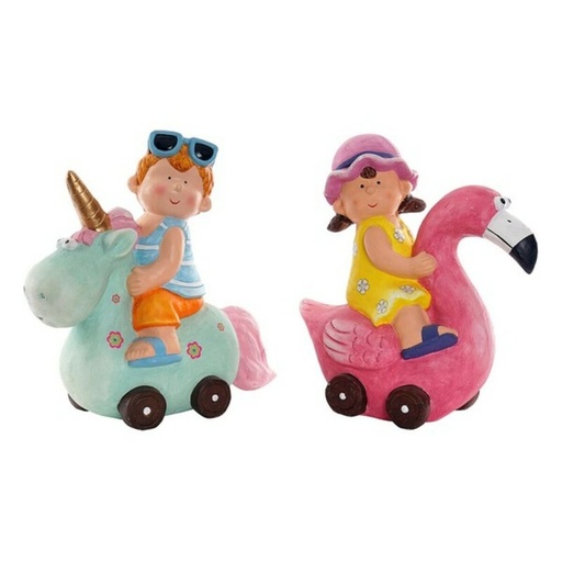 Decorative Figure DKD Home Decor Pink Pink flamingo Kids Mediterranean 32 x 18 x 34 cm Fibreglass (2 Units)