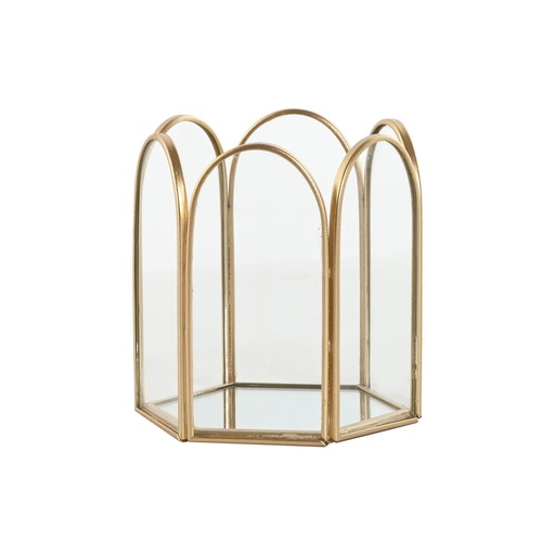 Caja-Joyero Home ESPRIT Dorado Metal Cristal 9,2 X 8,2 X 9,5 cm