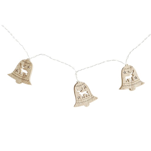 Guirnalda de Luces LED DKD Home Decor Reno Campanas Marrón Madera MDF (6,5 x 1,4 x 5,8 cm)