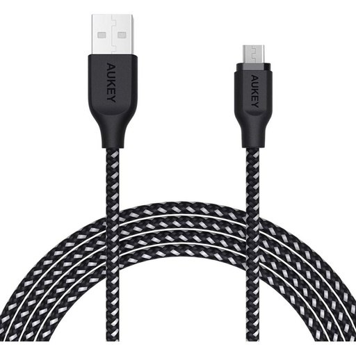 Cable USB a micro USB Aukey CB-AM2 Blanco Negro 2 m