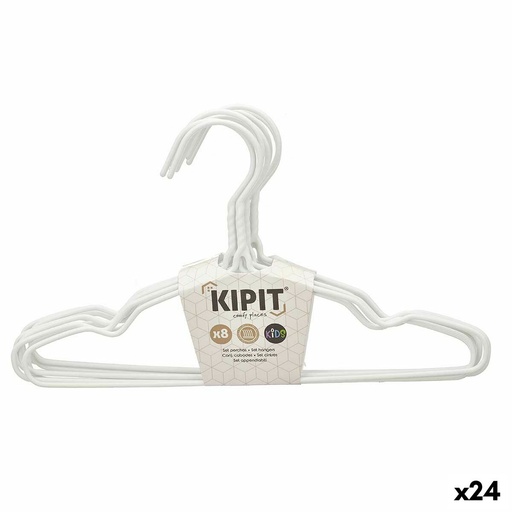 Juego de Perchas Kipit 29100192 Blanco Metal Silicona Infantil 30 x 18 x 1 cm (24 Unidades)