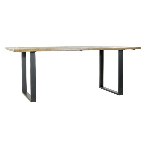 Mesa de Comedor Home ESPRIT Negro Natural Metal Madera de mango 200 x 100 x 76 cm