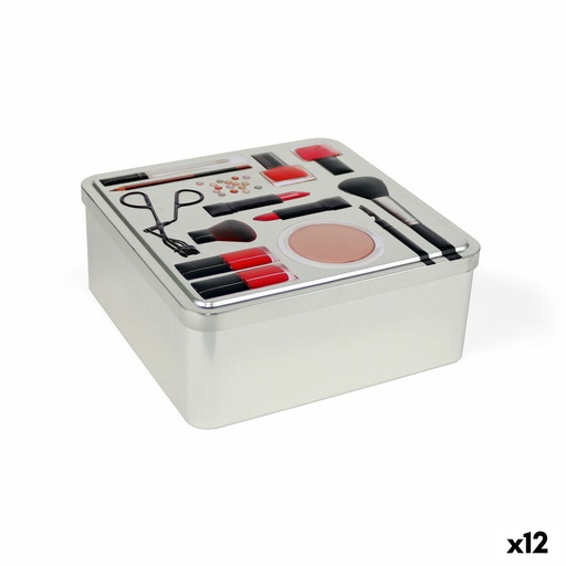 Multi-use Box Confortime Make-Up Metal 19,7 x 19,7 x 8 cm (12 Units)