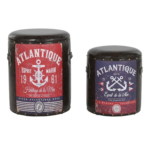 Juego de Cajas Decorativas Home ESPRIT Marrón Multicolor Poliuretano Metal Vintage