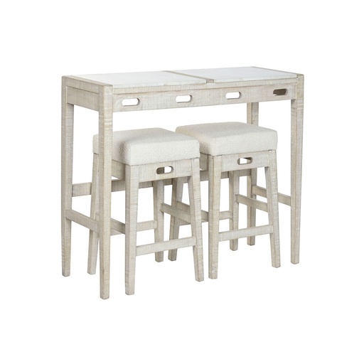 Conjunto de Mesa con Sillas Home ESPRIT Blanco Natural 112 x 40 x 96 cm