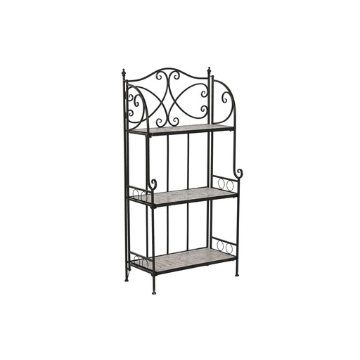 Estantería Home ESPRIT Negro Multicolor Cerámica Forja 3 Estantes 54 x 29 x 121 cm 58 x 31,5 x 117 cm
