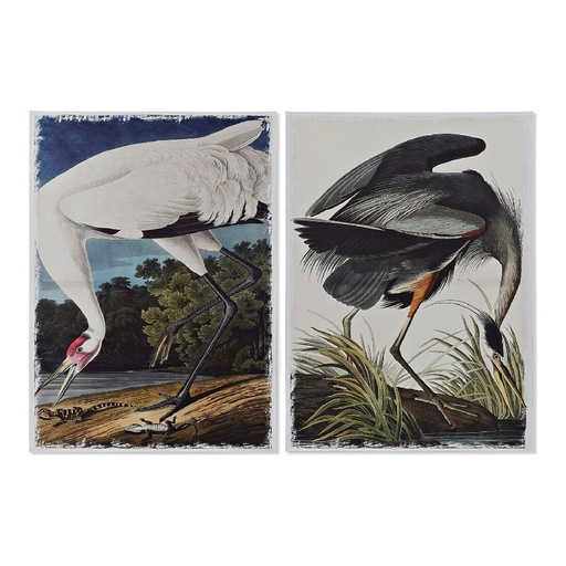 Cuadro DKD Home Decor Heron Pájaro Oriental (50 x 1,8 x 70 cm) (2 Unidades)