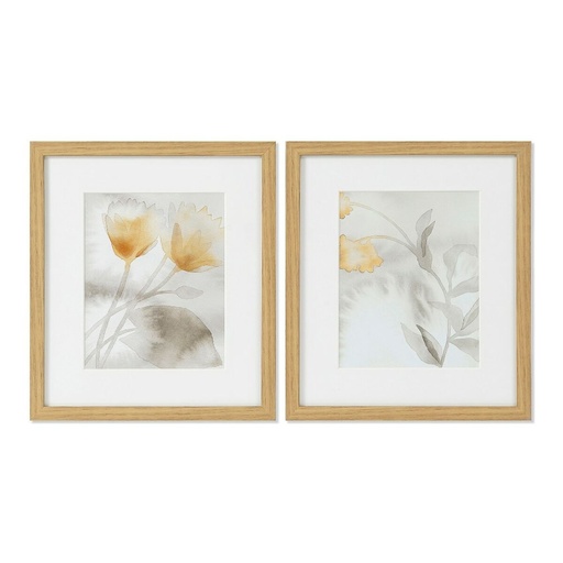 Cuadro DKD Home Decor Drawed Leaf 33 x 3 x 38 cm Tradicional Hoja de planta (2 Unidades)