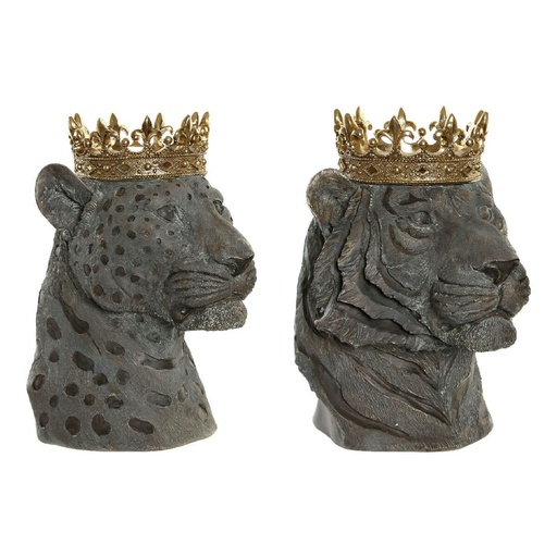 Figura Decorativa DKD Home Decor Gris Dorado Colonial Animal 27,5 x 23,5 x 33 cm (2 Unidades)