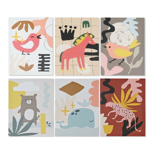 Cuadro DKD Home Decor Animals Lienzo Infantil Animales (30 x 1,8 x 40 cm) (6 Unidades)