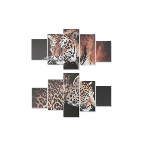 Cuadro DKD Home Decor Tigre Pino Lienzo (5 pcs) (2 pcs)