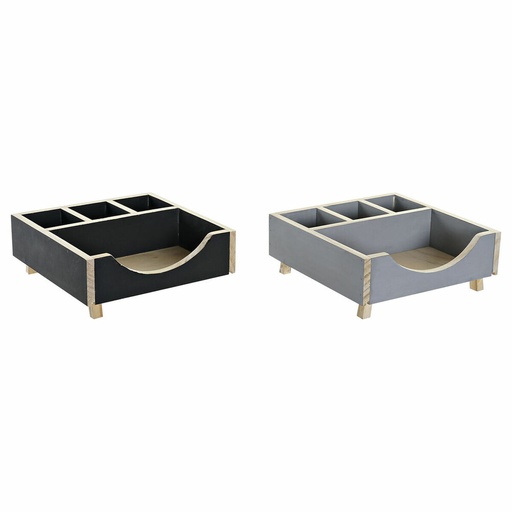 Organiser DKD Home Decor Desk Wood (18 x 18 x 7 cm) (2 pcs)