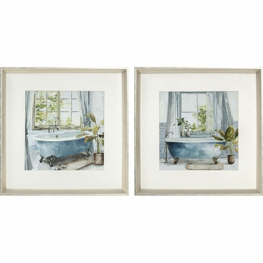 Cuadro DKD Home Decor Baños (2 Unidades) (32 x 2,5 x 32 cm)